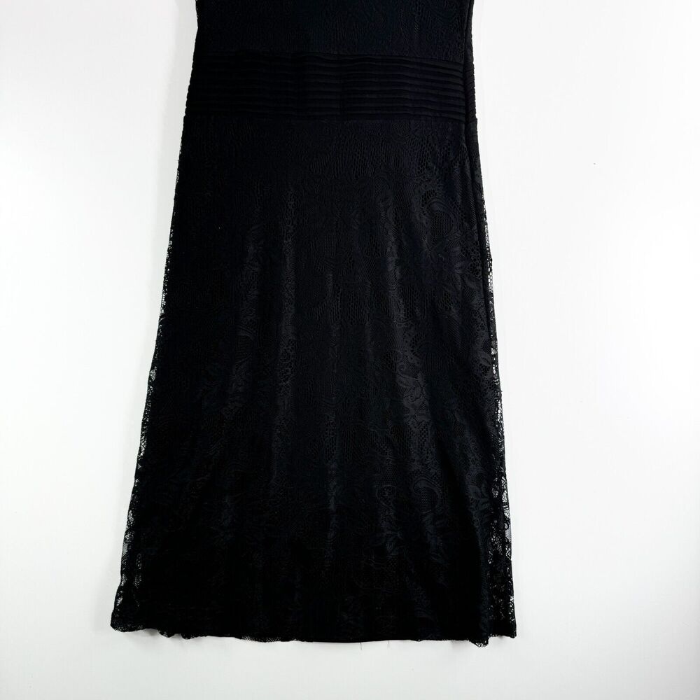 Candalite Petite Long Dress Womens Floral Lace Sleeveless Pleated Maxi Black LP - Picture 7 of 9